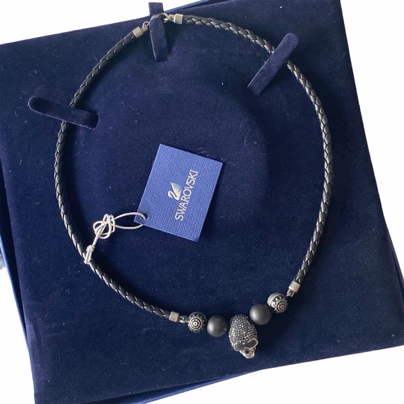 new Swarovski ㋛ Taddeo Metal Beads Crystal Skull Necklace ㋛ Jet Hematite ㋛ Black - Picture 8 of 16